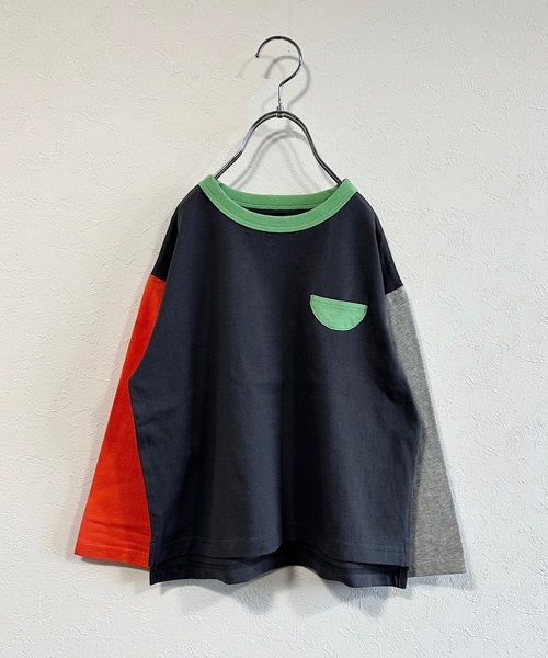 Life Support Products（ライフサポートプロダクツ）の「ナガソデムジポケットロンT(80～150cm)（Tシャツ/カットソー・キッズ・オフホワイト/オリーブ/ブラック/ホワイト/パープル/オレンジ/ブルー/チャコール・80/90/95/100/110/120/130/140/150）」の5枚目の写真