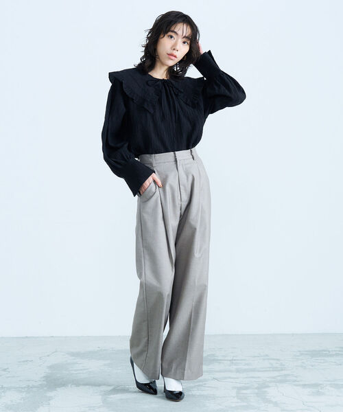 fredy emue（フレディエミュ）の「2way BIG衿ブラウス（シャツ/ブラウス・レディース・ブラック/ライトグリーン/アイボリー・38）」の21枚目の写真