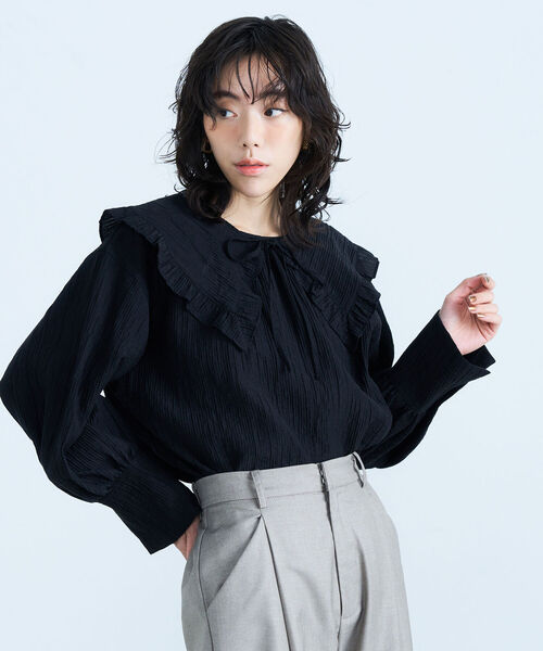 fredy emue（フレディエミュ）の「2way BIG衿ブラウス（シャツ/ブラウス・レディース・ブラック/ライトグリーン/アイボリー・38）」の20枚目の写真