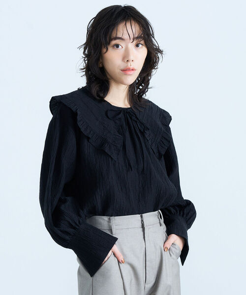 fredy emue（フレディエミュ）の「2way BIG衿ブラウス（シャツ/ブラウス・レディース・ブラック/ライトグリーン/アイボリー・38）」の19枚目の写真