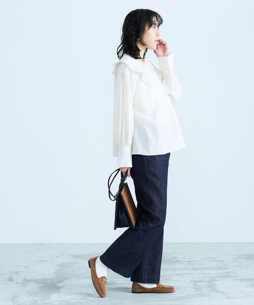 fredy emue（フレディエミュ）の「2way BIG衿ブラウス（シャツ/ブラウス・レディース・ブラック/ライトグリーン/アイボリー・38）」の14枚目の写真