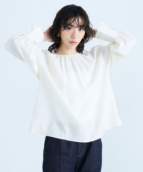 fredy emue（フレディエミュ）の「2way BIG衿ブラウス（シャツ/ブラウス・レディース・ブラック/ライトグリーン/アイボリー・38）」の7枚目の写真