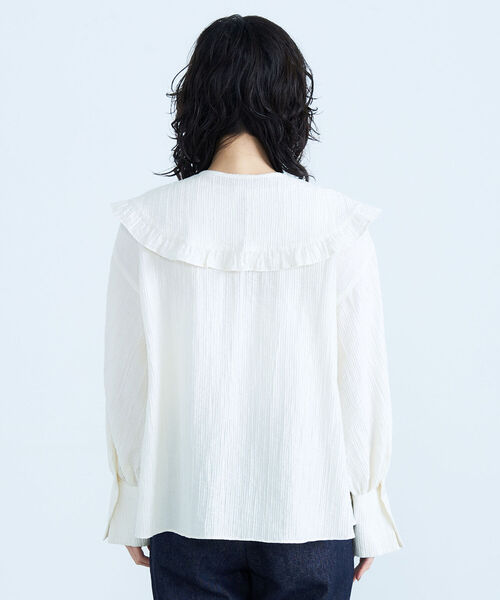 fredy emue（フレディエミュ）の「2way BIG衿ブラウス（シャツ/ブラウス・レディース・ブラック/ライトグリーン/アイボリー・38）」の4枚目の写真