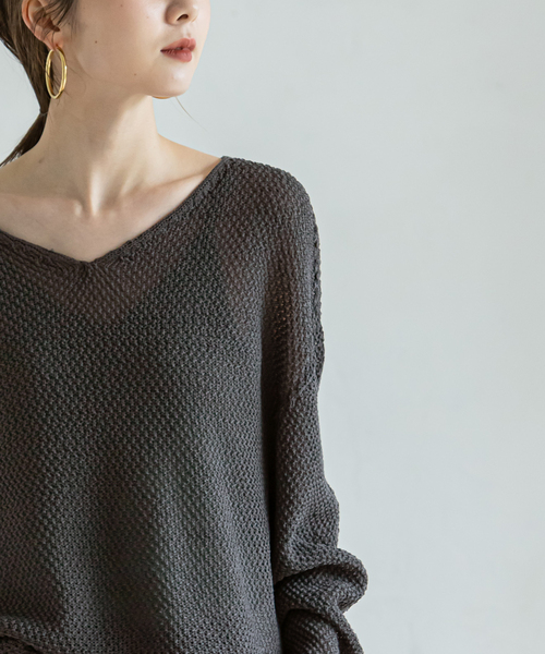 NOBLE ペーパーヤーンカノコBACK V プルオーバー　新宿店限定ブラウン Noble（ノーブル）の「ペーパーヤーン カノコ Back Vプル