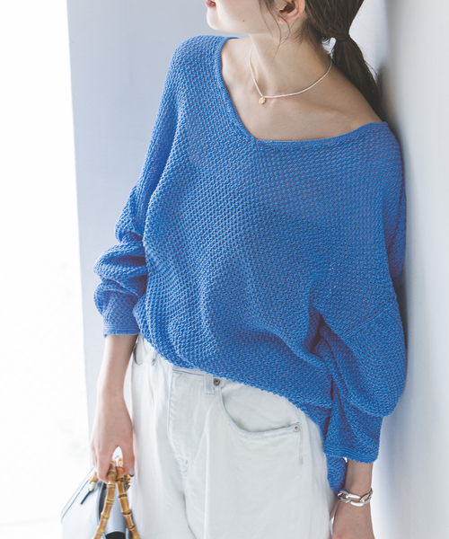 ノーブル　ペーパーヤーンカノコ　プルオーバー　ネイビー セール】《追加》ペーパーヤーンカノコ Back Vプルオーバー