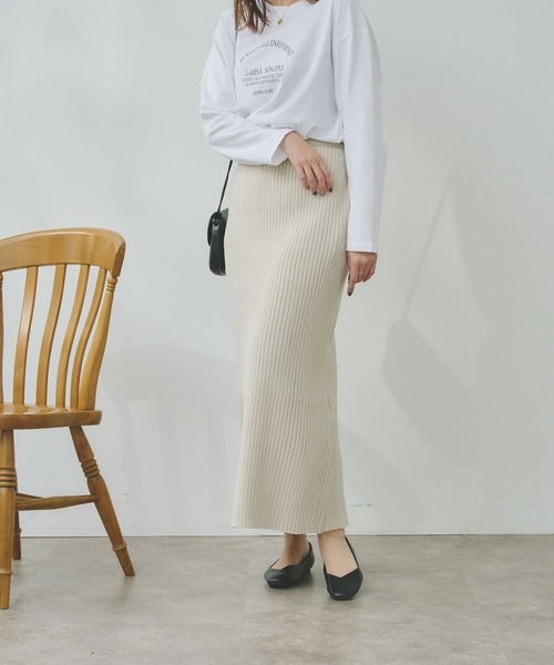 Chez toi（シェトワ）の「【WEB限定】スポンジニットロングナロースカート（スカート・レディース・ブラック/レッド/グリーン/アイボリー・FREE）」の9枚目の写真