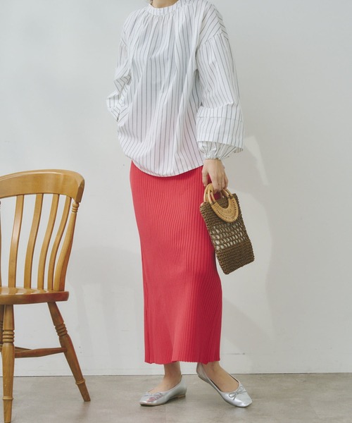 Chez toi（シェトワ）の「【WEB限定】スポンジニットロングナロースカート（スカート・レディース・ブラック/レッド/グリーン/アイボリー・FREE）」の13枚目の写真