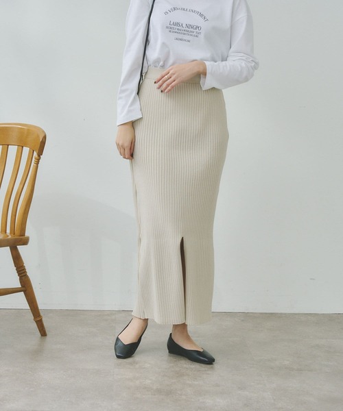 Chez toi（シェトワ）の「【WEB限定】スポンジニットロングナロースカート（スカート・レディース・ブラック/レッド/グリーン/アイボリー・FREE）」の17枚目の写真