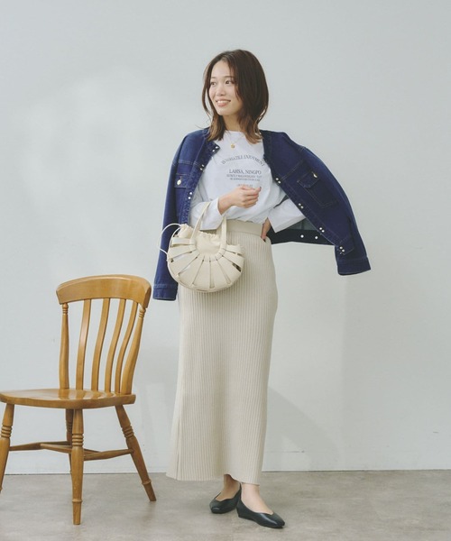 Chez toi（シェトワ）の「【WEB限定】スポンジニットロングナロースカート（スカート・レディース・ブラック/レッド/グリーン/アイボリー・FREE）」の18枚目の写真