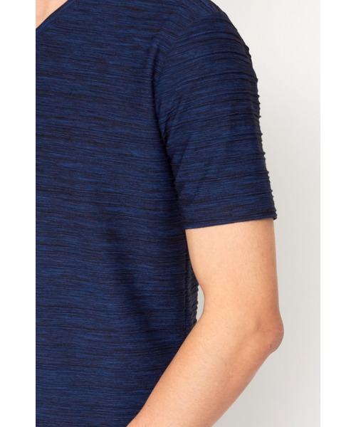 HIGH STREET（ハイストリート）の「HIGH STREET∴タックカノコボーダーVネックカットソー（Tシャツ/カットソー・メンズ・ホワイト/ブラック/ブルー・L/LL/M）」の15枚目の写真