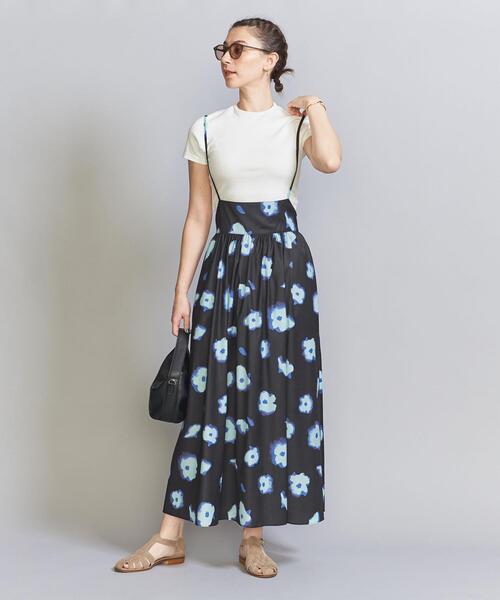 BEAUTY&YOUTH UNITED ARROWS（ビューティーアンドユースユナイテッドアローズ）の「【WEB限定】ぼかしフラワープリント キャミソールスカート -ウォッシャブル-（スカート・レディース・ブラック/ケリー・FREE）」の12枚目の写真