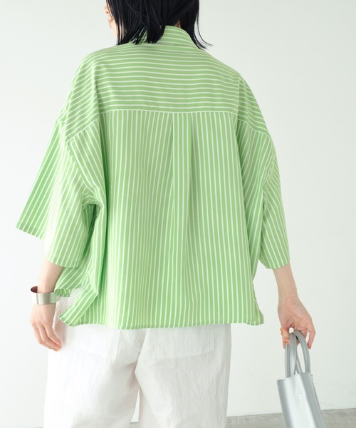kolor - カラー シャツ ブラウス 半袖 レギュラーカラー パンチング 切替 2 緑 kolor - カラー シャツ ブラウス 半袖 レギュラーカラー