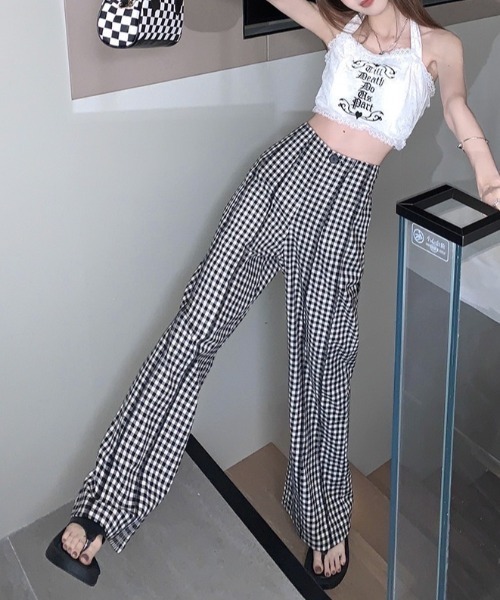 LAC-VERT（ラック・ヴェール）の「ギンガムチェックワイドパンツ（その他パンツ・レディース・ブラック・FREE）」の3枚目の写真