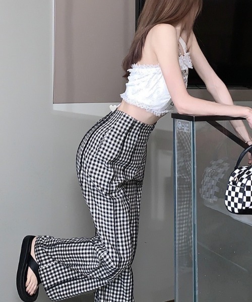 LAC-VERT（ラック・ヴェール）の「ギンガムチェックワイドパンツ（その他パンツ・レディース・ブラック・FREE）」の4枚目の写真