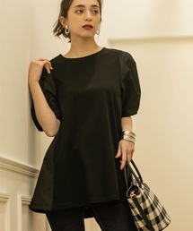 OPAQUE.CLIP（オペークドットクリップ）の「◆シルク調コットン サイド異素材カットソー【洗濯機洗い可】（Tシャツ/カットソー）」