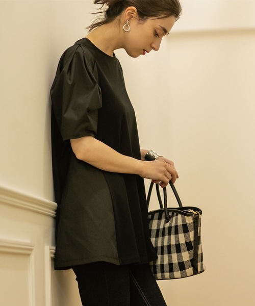 OPAQUE.CLIP（オペークドットクリップ）の「◆シルク調コットン サイド異素材カットソー【洗濯機洗い可】（Tシャツ/カットソー・レディース・ホワイト系/ピンク系その他/ブラック・42/40/38）」の10枚目の写真