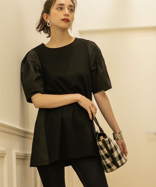 OPAQUE.CLIP（オペークドットクリップ）の「◆シルク調コットン サイド異素材カットソー【洗濯機洗い可】（Tシャツ/カットソー・レディース・ホワイト系/ピンク系その他/ブラック・42/40/38）」の11枚目の写真