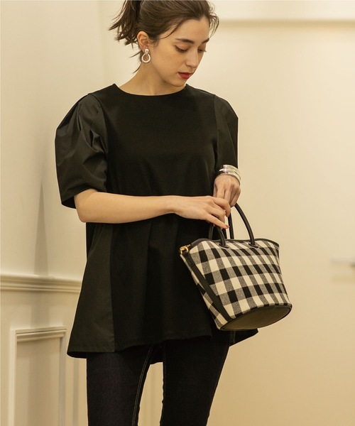 OPAQUE.CLIP（オペークドットクリップ）の「◆シルク調コットン サイド異素材カットソー【洗濯機洗い可】（Tシャツ/カットソー・レディース・ホワイト系/ピンク系その他/ブラック・42/40/38）」の12枚目の写真