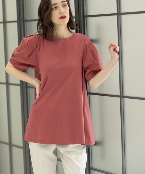 OPAQUE.CLIP（オペークドットクリップ）の「◆シルク調コットン サイド異素材カットソー【洗濯機洗い可】（Tシャツ/カットソー・レディース・ホワイト系/ピンク系その他/ブラック・42/40/38）」の16枚目の写真