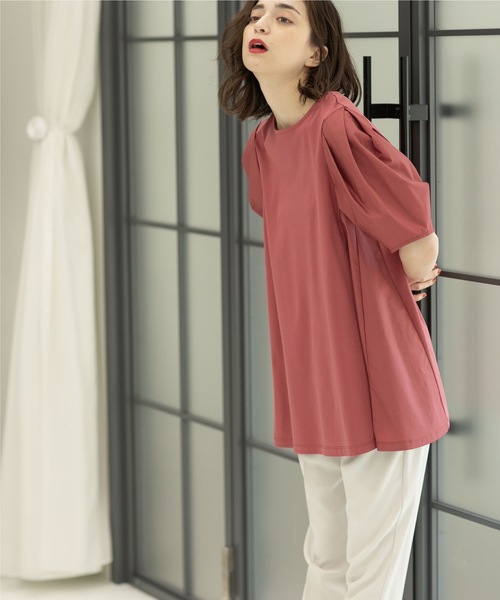 OPAQUE.CLIP（オペークドットクリップ）の「◆シルク調コットン サイド異素材カットソー【洗濯機洗い可】（Tシャツ/カットソー・レディース・ホワイト系/ピンク系その他/ブラック・42/40/38）」の18枚目の写真