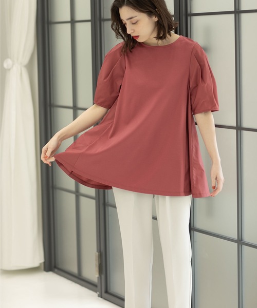 OPAQUE.CLIP（オペークドットクリップ）の「◆シルク調コットン サイド異素材カットソー【洗濯機洗い可】（Tシャツ/カットソー・レディース・ホワイト系/ピンク系その他/ブラック・42/40/38）」の19枚目の写真