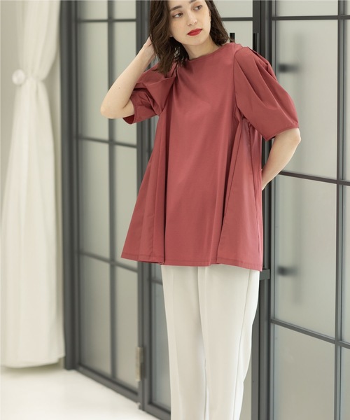 OPAQUE.CLIP（オペークドットクリップ）の「◆シルク調コットン サイド異素材カットソー【洗濯機洗い可】（Tシャツ/カットソー・レディース・ホワイト系/ピンク系その他/ブラック・42/40/38）」の20枚目の写真