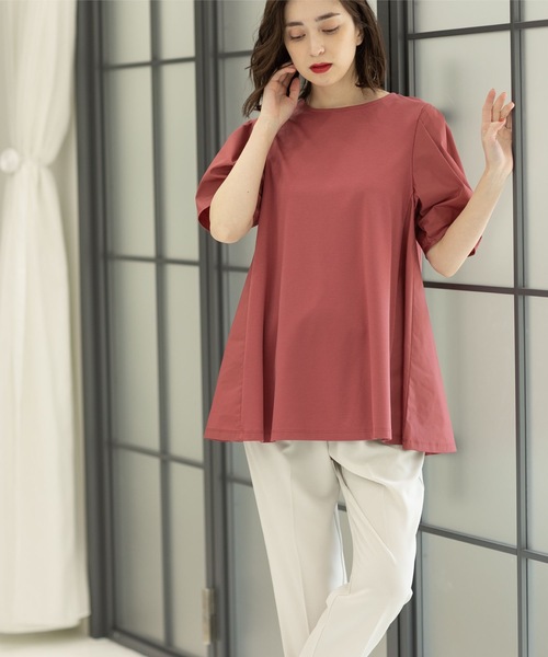OPAQUE.CLIP（オペークドットクリップ）の「◆シルク調コットン サイド異素材カットソー【洗濯機洗い可】（Tシャツ/カットソー・レディース・ホワイト系/ピンク系その他/ブラック・42/40/38）」の21枚目の写真