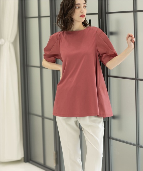 OPAQUE.CLIP（オペークドットクリップ）の「◆シルク調コットン サイド異素材カットソー【洗濯機洗い可】（Tシャツ/カットソー・レディース・ホワイト系/ピンク系その他/ブラック・42/40/38）」の22枚目の写真