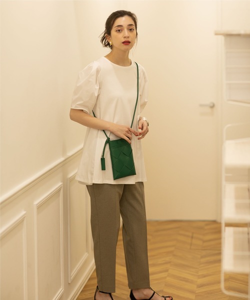 OPAQUE.CLIP（オペークドットクリップ）の「◆シルク調コットン サイド異素材カットソー【洗濯機洗い可】（Tシャツ/カットソー・レディース・ホワイト系/ピンク系その他/ブラック・42/40/38）」の9枚目の写真