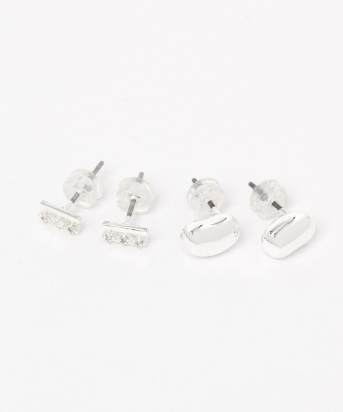 BAYFLOW（ベイフロー）の「2セットビーンピアス（ピアス（両耳用）・レディース・ライトグレー/イエロー・FREE）」の5枚目の写真