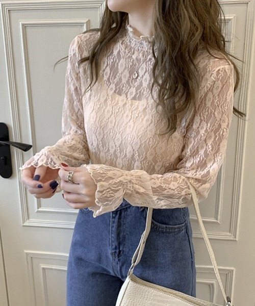 Nia(ニア)の「Nia(ニア)/ハイネックシースルー レースカットソー トップス(Tシャツ/カットソー・レディース・ホワイト系その他/ホワイト系その他2/ブラック系その他2/ホワイト系1/ホワイト系2/ブラック系その他・MEDIUM/LARGE)」の3枚目の写真