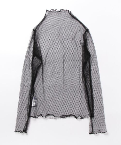 i-dare(アイディア)の「【i-dare】ダイヤ柄 格子柄 シースルー シアー トップス(Tシャツ/カットソー・レディース・ホワイト/アイボリー/ブラック・FREE)」の4枚目の写真