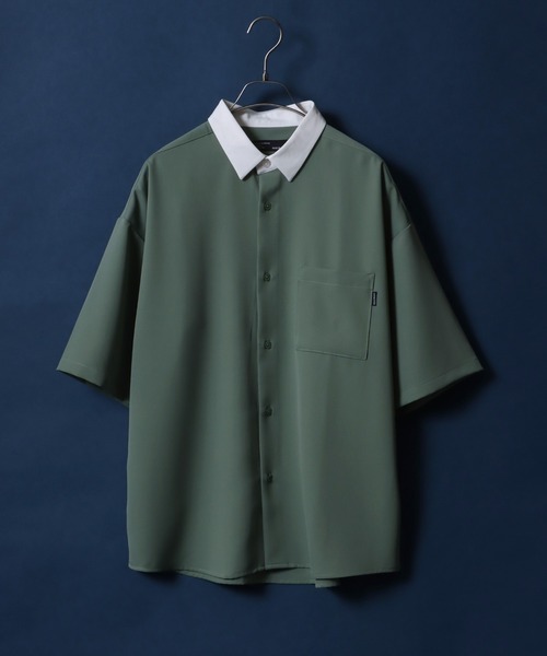ANPAS(アンパス)の「Cool Touch Fabric Natural Stretch Oversized Shirt/接触冷感 ナチュラルストレッチ オーバーサイズ シャツ バイカラーシャツ(シャツ/ブラウス・メンズ・ブルー/ホワイト/グレイッシュベージュ/ホワイト系その他2/ブラック/グリーン/ベージュ系その他/グリーン系その他/ブルー系その他/ホワイト系その他/ブラック系その他/ライトグレー/グレー系その他/ブルー系その他2/ホワイト系その他3/ブラック系その他2/ブルー系その他3/ベージュ系その他2/グリーン系その他2/ホワイト系その他4/ホワイト系その他5/ケリーグリーン・M/L)」の16枚目の写真