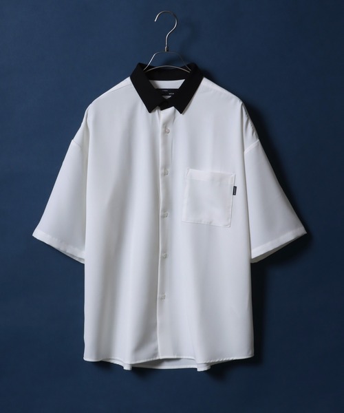 ANPAS(アンパス)の「Cool Touch Fabric Natural Stretch Oversized Shirt/接触冷感 ナチュラルストレッチ オーバーサイズ シャツ バイカラーシャツ(シャツ/ブラウス・メンズ・ブルー/ホワイト/グレイッシュベージュ/ホワイト系その他2/ブラック/グリーン/ベージュ系その他/グリーン系その他/ブルー系その他/ホワイト系その他/ブラック系その他/ライトグレー/グレー系その他/ブルー系その他2/ホワイト系その他3/ブラック系その他2/ブルー系その他3/ベージュ系その他2/グリーン系その他2/ホワイト系その他4/ホワイト系その他5/ケリーグリーン・M/L)」の3枚目の写真