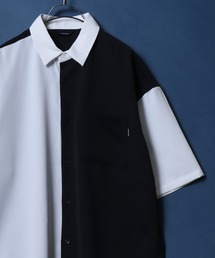 Cool Touch Fabric Natural Stretch Oversized Shirt/接触冷感 ナチュラルストレッチ オーバーサイズ シャツ バイカラーシャツ