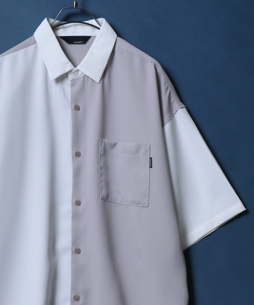 ANPAS(アンパス)の「Cool Touch Fabric Natural Stretch Oversized Shirt/接触冷感 ナチュラルストレッチ オーバーサイズ シャツ バイカラーシャツ(シャツ/ブラウス・メンズ・ブルー/ホワイト/グレイッシュベージュ/ホワイト系その他2/ブラック/グリーン/ベージュ系その他/グリーン系その他/ブルー系その他/ホワイト系その他/ブラック系その他/ライトグレー/グレー系その他/ブルー系その他2/ホワイト系その他3/ブラック系その他2/ブルー系その他3/ベージュ系その他2/グリーン系その他2/ホワイト系その他4/ホワイト系その他5/ケリーグリーン・M/L)」の6枚目の写真