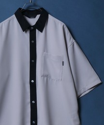 Cool Touch Fabric Natural Stretch Oversized Shirt/接触冷感 ナチュラルストレッチ オーバーサイズ シャツ バイカラーシャツ