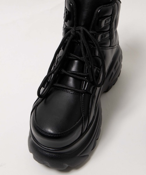 WEGO（ウィゴー）の「WEGO/ハイカットPUスニーカー（スニーカー・レディース・ブラック/ホワイト・MEDIUM/LARGE）」の7枚目の写真