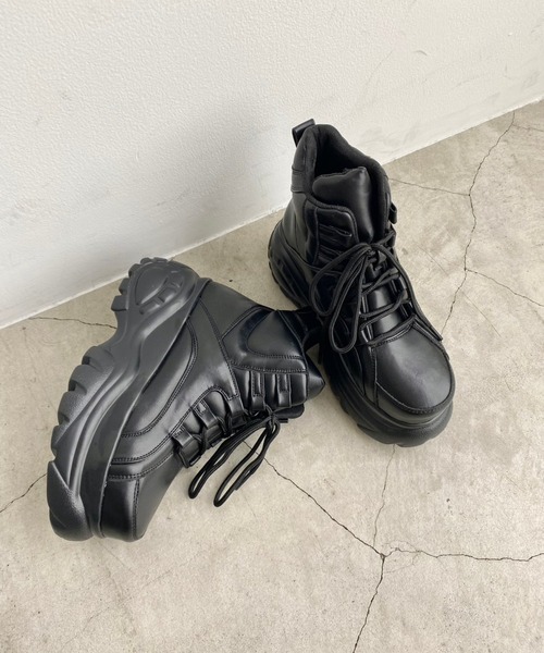 WEGO（ウィゴー）の「WEGO/ハイカットPUスニーカー（スニーカー・レディース・ブラック/ホワイト・MEDIUM/LARGE）」の3枚目の写真