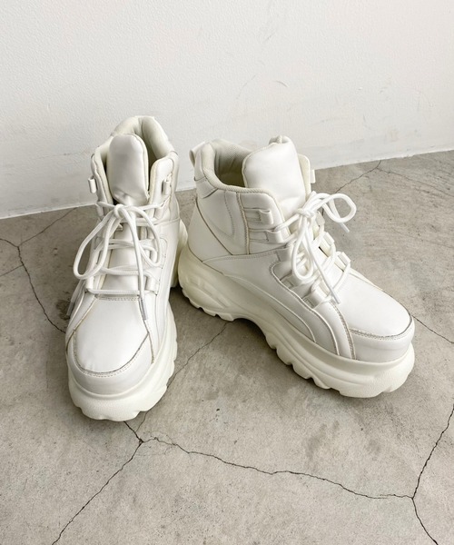 WEGO（ウィゴー）の「WEGO/ハイカットPUスニーカー（スニーカー・レディース・ブラック/ホワイト・MEDIUM/LARGE）」の5枚目の写真