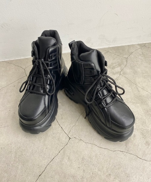 WEGO（ウィゴー）の「WEGO/ハイカットPUスニーカー（スニーカー・レディース・ブラック/ホワイト・MEDIUM/LARGE）」の14枚目の写真