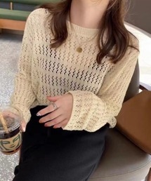 【MASHIRO】レースショートサマーニット