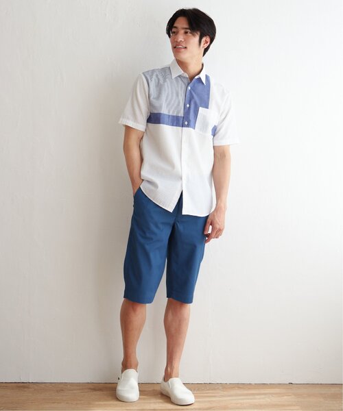 ikka(イッカ)の「サッカーブロック切り替えシャツ(シャツ/ブラウス・メンズ・ホワイト/ネイビー/グリーン・M/L/XL/S)」の13枚目の写真
