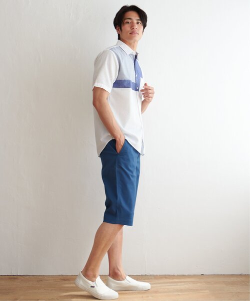 ikka(イッカ)の「サッカーブロック切り替えシャツ(シャツ/ブラウス・メンズ・ホワイト/ネイビー/グリーン・M/L/XL/S)」の14枚目の写真
