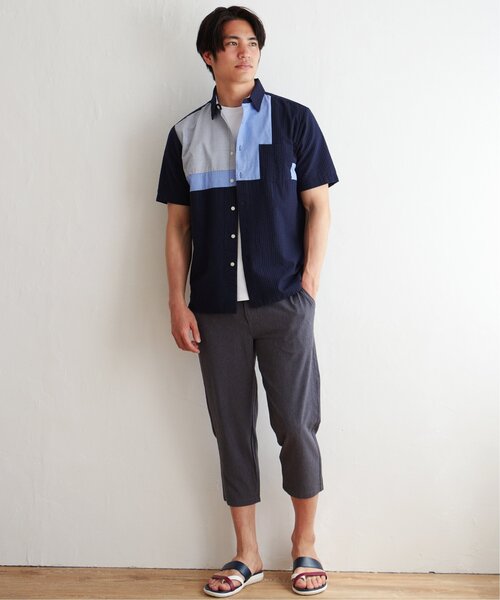ikka(イッカ)の「サッカーブロック切り替えシャツ(シャツ/ブラウス・メンズ・ホワイト/ネイビー/グリーン・M/L/XL/S)」の16枚目の写真