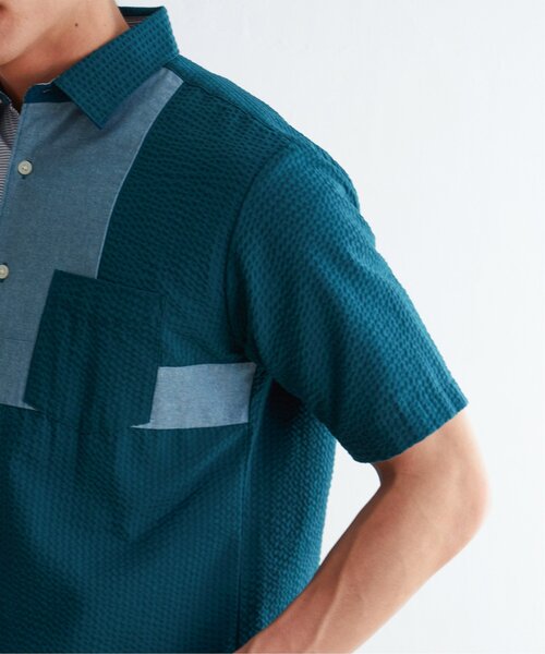 ikka(イッカ)の「サッカーブロック切り替えシャツ(シャツ/ブラウス・メンズ・ホワイト/ネイビー/グリーン・M/L/XL/S)」の20枚目の写真