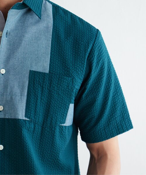 ikka(イッカ)の「サッカーブロック切り替えシャツ(シャツ/ブラウス・メンズ・ホワイト/ネイビー/グリーン・M/L/XL/S)」の21枚目の写真