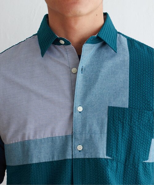 ikka(イッカ)の「サッカーブロック切り替えシャツ(シャツ/ブラウス・メンズ・ホワイト/ネイビー/グリーン・M/L/XL/S)」の22枚目の写真