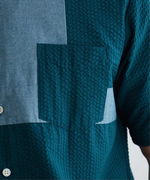ikka(イッカ)の「サッカーブロック切り替えシャツ(シャツ/ブラウス・メンズ・ホワイト/ネイビー/グリーン・M/L/XL/S)」の8枚目の写真
