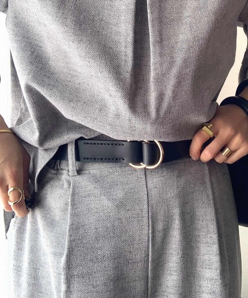 Q(キュー)の「Wリングベルト(ベルト・レディース・ブラック/キャメル・ONE SIZE)」の2枚目の写真